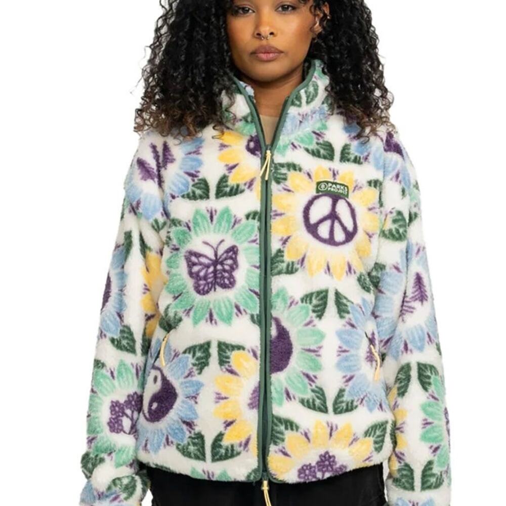 Parks Project Nature In Bloom Faux Shearling Jacket - Women Large-NEW
